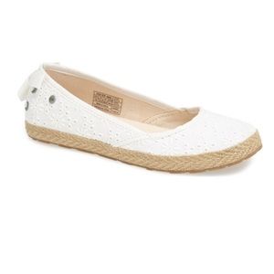 UGG Girls White Tassy Eyelet Flats
